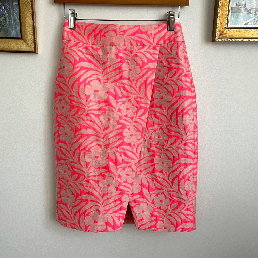 J. Crew Pink Floral Pencil Skirt